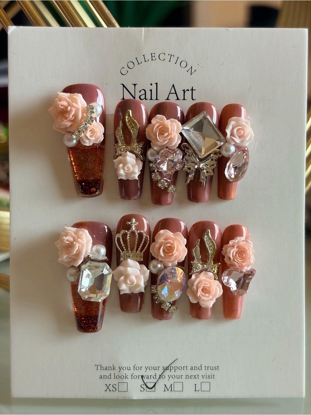 Luxury Peach Rose Water 3D Press-On Nails - Nail Art Collection-small